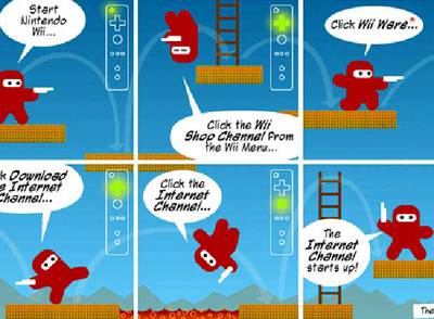 Comic explicativo de cómo utilizar Opera en la Wii