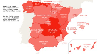 Microsoft traza el mapa del software ilegal en España