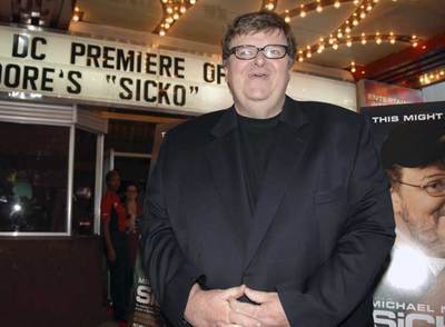 Michael Moore, a su llegada el pasado miércoles al pase de  Sicko  en Washington.