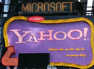 Rótulo luminoso de Yahoo! en Times Square, Nueva York