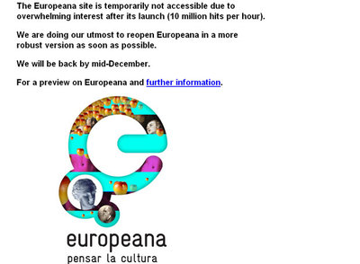 Europeana cierra hasta diciembre