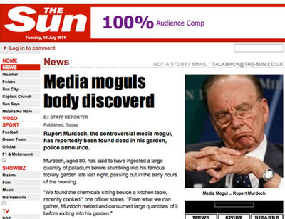 Noticia falsa sobre la muerte de Murdoch.