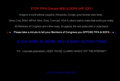 Página de protesta en Craiglist.